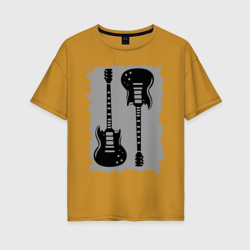 Женская футболка хлопок Oversize Две гитары