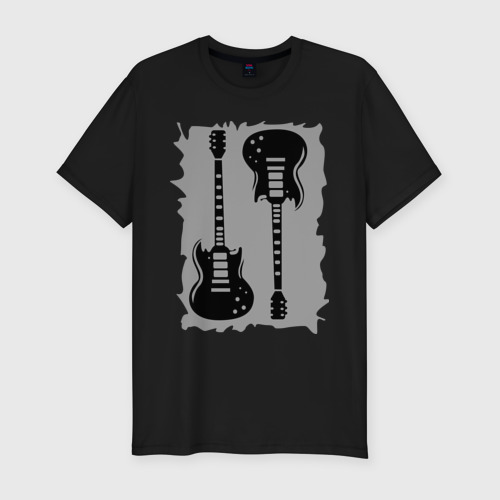Мужская футболка хлопок Slim Две гитары, цвет черный