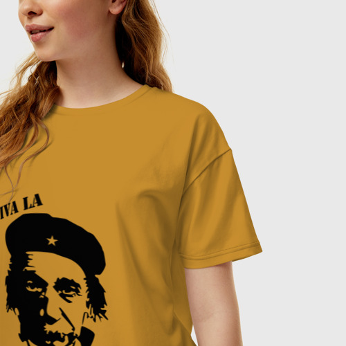 Женская футболка хлопок Oversize Эйнштейн - Viva La Relativity!, цвет горчичный - фото 3