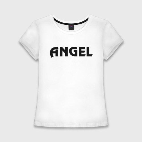Женская футболка хлопок Slim Ангел с крыльями, цвет белый