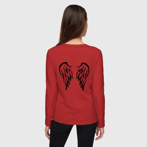 Женский лонгслив хлопок Ангел с крыльями, цвет красный - фото 4