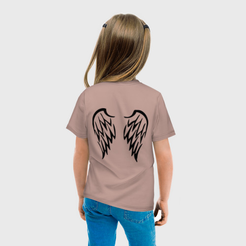 Детская футболка хлопок с принтом Ангел с крыльями, вид сзади #2