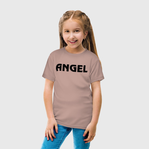Детская футболка хлопок с принтом Ангел с крыльями, вид сбоку #3