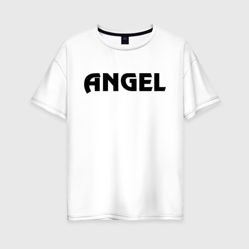 Женская футболка из хлопка оверсайз с принтом Ангел с крыльями, вид спереди №1