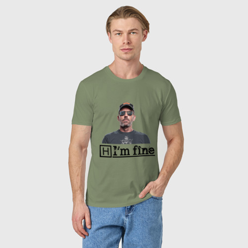 Мужская футболка хлопок I am fine, цвет авокадо - фото 3