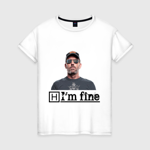 Женская футболка из хлопка с принтом I am fine, вид спереди №1