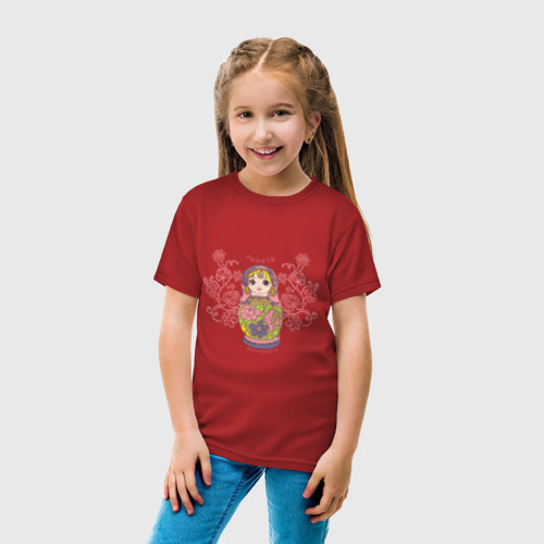 Детская футболка хлопок Матрешка, цвет красный - фото 5