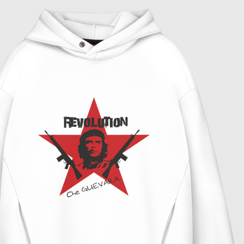 Мужское худи Oversize хлопок Che Guevara - revolution, цвет белый - фото 4