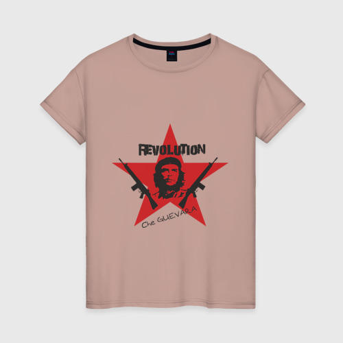 Женская футболка хлопок Che Guevara - revolution, цвет пыльно-розовый