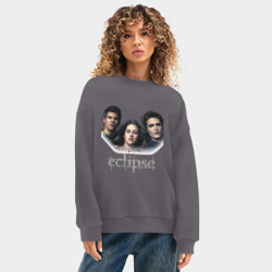 Женский свитшот oversize без начеса хлопок Сумерки. Затмение. Эдвард-Джейкоб-Белла - фото 2