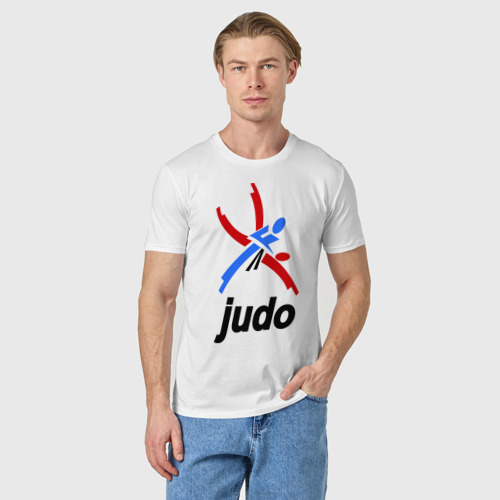 Мужская футболка хлопок Дзюдо - Judo эмблема, цвет белый - фото 3