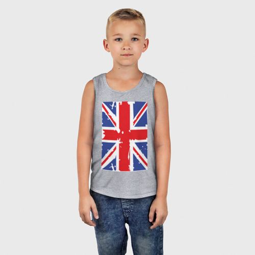 Детская майка хлопок Британский флаг, цвет меланж - фото 5
