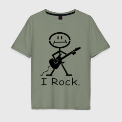 Мужская футболка хлопок Oversize Чувак с гитарой - I Rock
