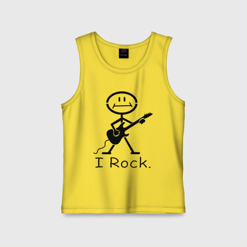 Детская майка хлопок Чувак с гитарой - I Rock, цвет желтый