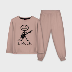 Детская пижама с лонгсливом хлопок Чувак с гитарой - I Rock