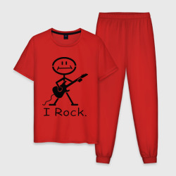 Мужская пижама хлопок Чувак с гитарой - I Rock