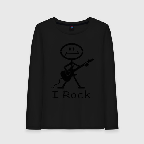 Женский лонгслив хлопок Чувак с гитарой - I Rock, цвет черный