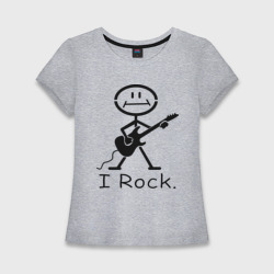 Женская футболка хлопок Slim Чувак с гитарой - I Rock