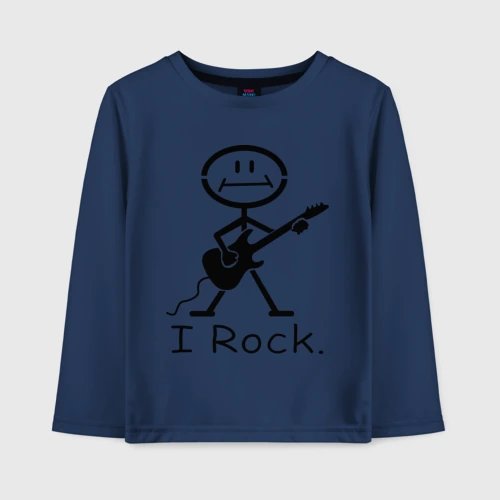 Детский лонгслив хлопок Чувак с гитарой - I Rock