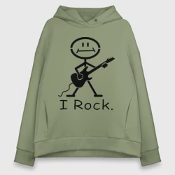 Женское худи Oversize хлопок Чувак с гитарой - I Rock