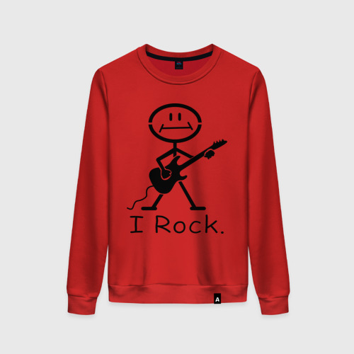 Женский свитшот хлопок Чувак с гитарой - I Rock, цвет красный