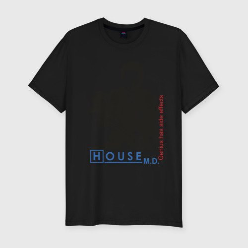 Мужская футболка хлопок Slim с принтом House md Genious, вид спереди #2