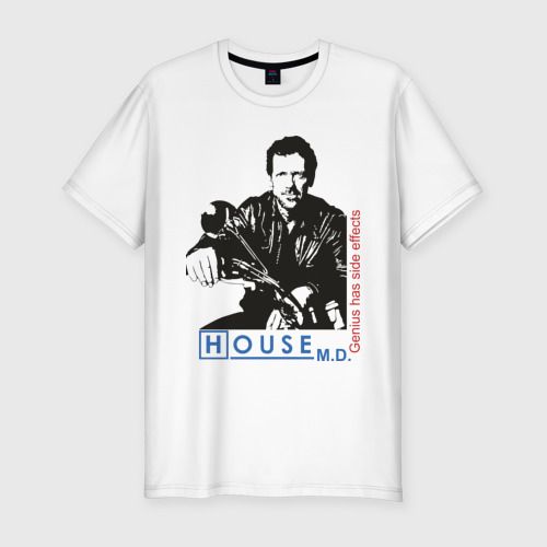 Мужская футболка хлопок Slim House m.d. Genious, цвет белый