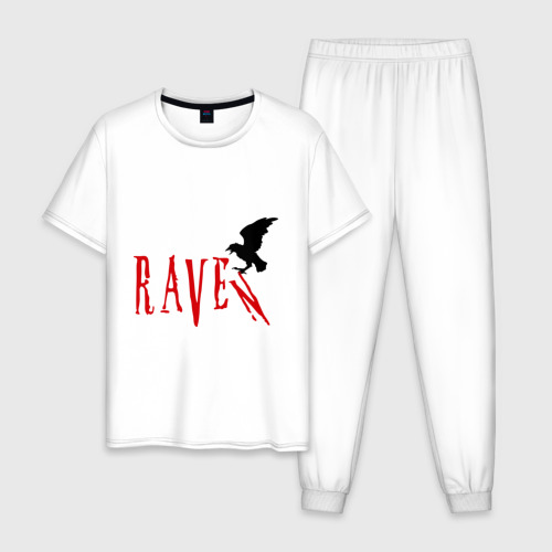 Мужская пижама хлопок Raven - Ворон, цвет белый
