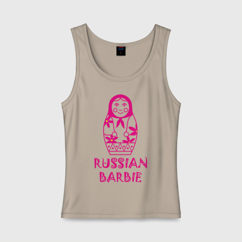 Женская майка хлопок Русская Барби, цвет миндальный