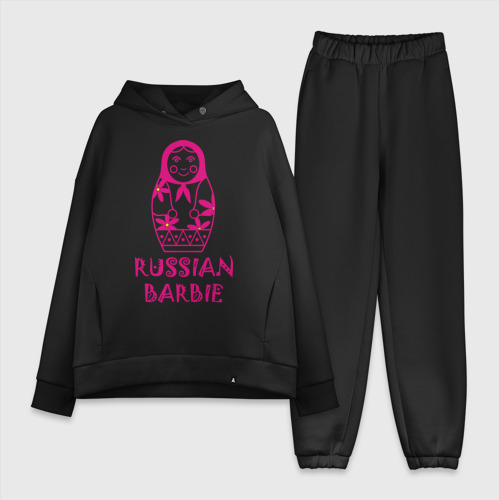 Женский костюм хлопок Oversize Русская Барби, цвет черный