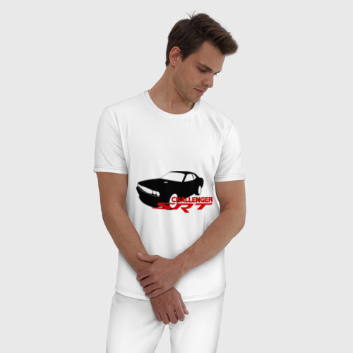 Мужская пижама хлопок Dodge challenger srt, цвет белый - фото 3