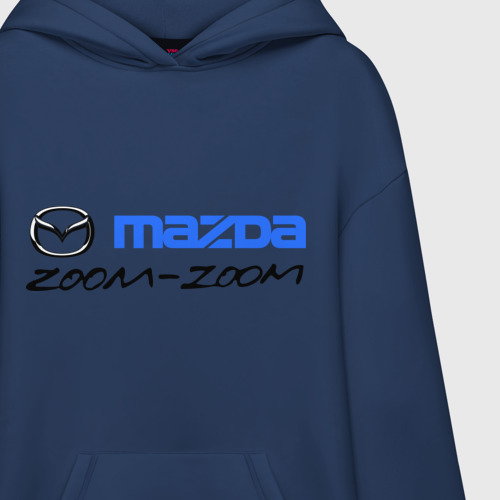 Худи SuperOversize хлопок Мazda zoom-zoom, цвет темно-синий - фото 3
