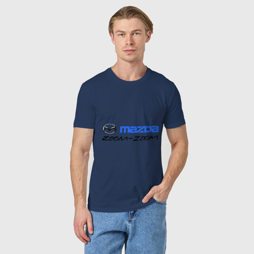 Мужская футболка хлопок Мazda zoom-zoom, цвет темно-синий - фото 3