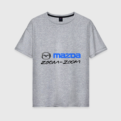 Женская футболка хлопок Oversize Мazda zoom-zoom, цвет меланж