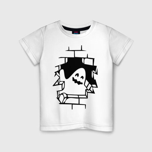 Детская футболка хлопок Привидение из стены (2), цвет белый