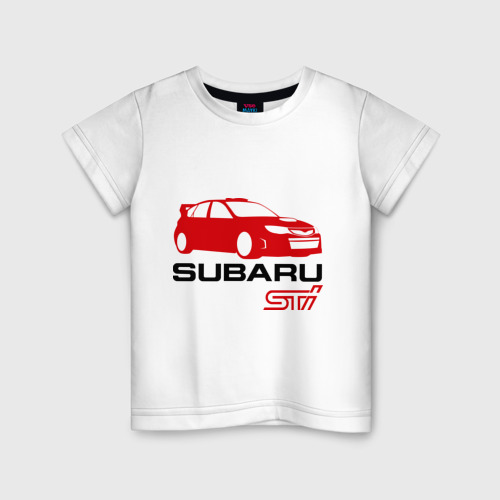 Детская футболка хлопок Subaru sti (2), цвет белый