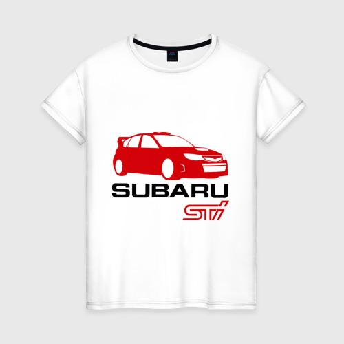 Женская Футболка Subaru sti (2) (хлопок)