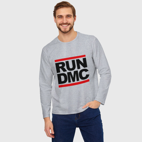 Мужской лонгслив oversize хлопок Run DMC, цвет меланж - фото 3