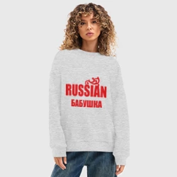 Женский свитшот oversize без начеса хлопок Russian бабушка - фото 2