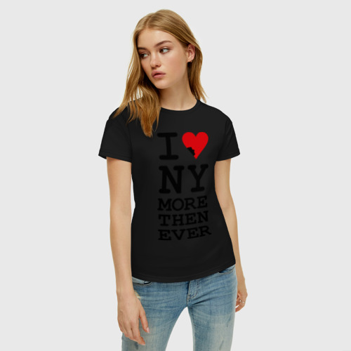 Женская футболка хлопок I love NY more that ever, цвет черный - фото 3
