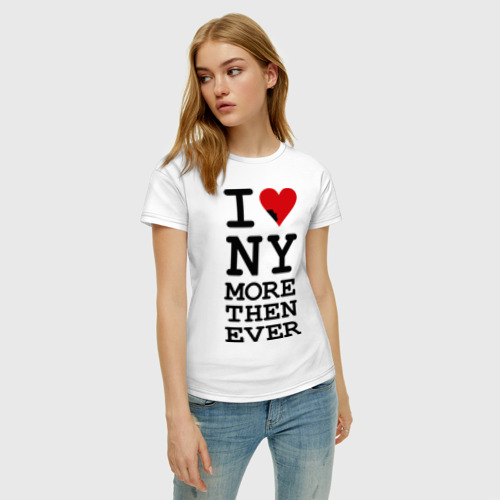 Женская футболка хлопок I love NY more that ever - фото 3