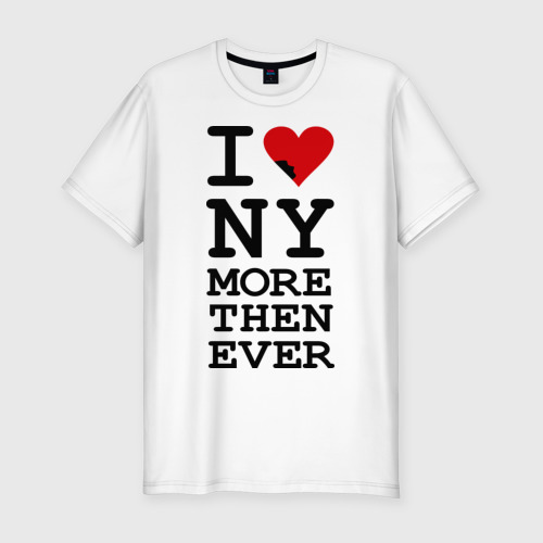 Мужская футболка хлопок Slim I love NY more that ever, цвет белый