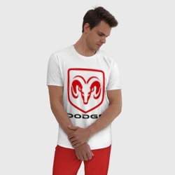 Мужская пижама с белой футболкой хлопок Dodge - фото 2