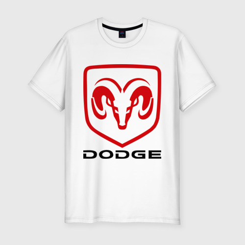 Мужская приталенная футболка из хлопка с принтом Dodge, вид спереди №1