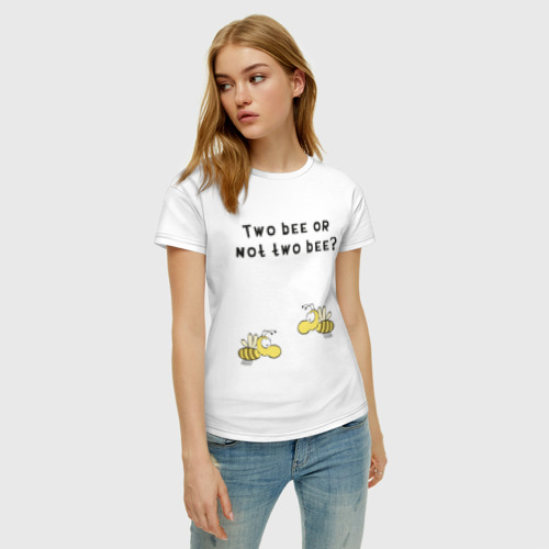 Женская футболка хлопок Two bee or not two bee, цвет белый - фото 3