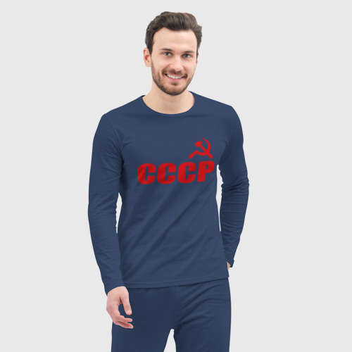 Мужская пижама с лонгсливом хлопок СССР 1, цвет темно-синий - фото 5