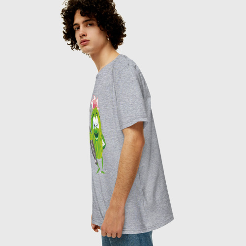 Мужская футболка хлопок Oversize Огурец, цвет меланж - фото 5