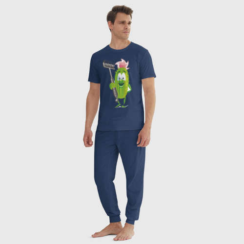 Мужская пижама хлопок Огурец, цвет темно-синий - фото 5