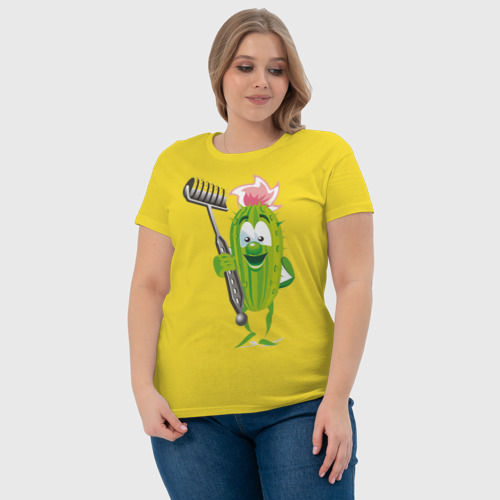 Женская футболка хлопок с принтом Огурец, фото #4