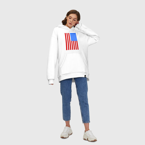 Худи SuperOversize хлопок Американский флаг, цвет белый - фото 8